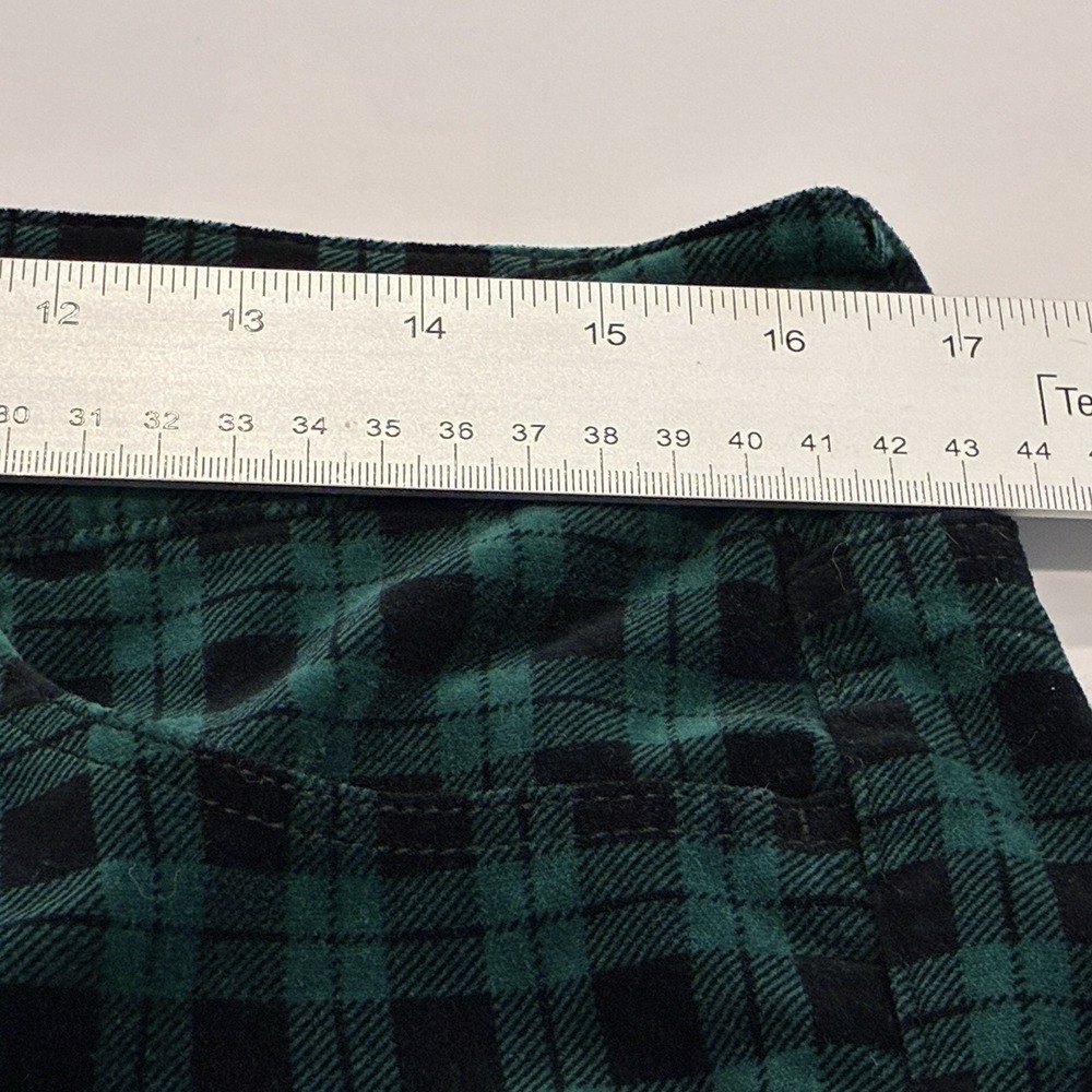 TALBOTS Velveteen Straight Leg Pants‎ Womens 10 Green Black Tartan Plaid Stretch - Picture 6 of 9